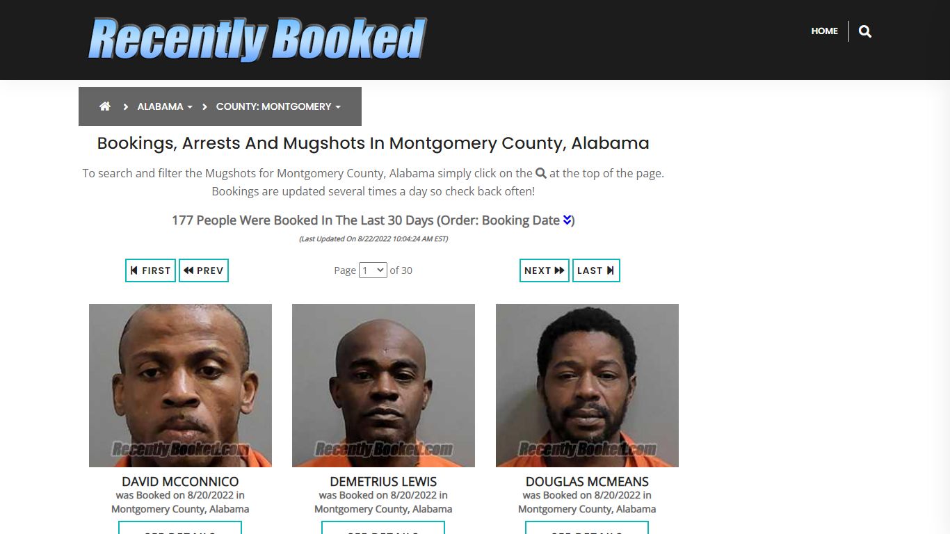 Recent bookings, Arrests, Mugshots in Montgomery County, Alabama